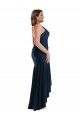 Bleu marine foncé Sirène Bretelles spaghetti Satiné Soyeux Longue Asymétrique Formelles Robes demoiselle d'honneur / Robes de soirée / Robes de bal Pas Cher