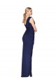 Bleu marine foncé Sirène Col V Mousseline Longue Formelles Robes demoiselle d'honneur / Robes de soirée / Robes de bal Pas Cher