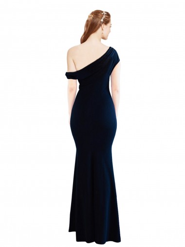 Bleu marine foncé Sirène Crêpe Stretch Longue Formelles Robes demoiselle d'honneur / Robes de soirée / Robes de bal
