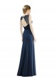Bleu marine foncé Sirène Illusion Mousseline Dentelle Longue Robes demoiselle d'honneur Pas Cher