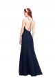Bleu marine foncé Sirène Licou Col Haut Mousseline Longue Robes demoiselle d'honneur / Robes de bal Pas Cher