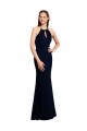 Bleu marine foncé Sirène Licou Mousseline Longue Robes demoiselle d'honneur Pas Cher