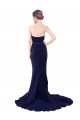 Bleu marine foncé Sirène Sans bretelle Balayage train Crêpe Stretch Longue Robes demoiselle d'honneur / Robes de bal Pas Cher