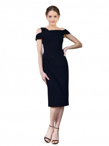 Bleu marine foncé Sirène Épaule Dénudée Crêpe Stretch Courte Robes demoiselle d'honneur / Robes de soirée / Robes de cocktail Pas Cher
