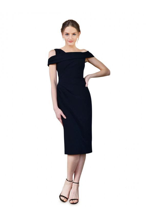 Bleu marine foncé Sirène Épaule Dénudée Crêpe Stretch Courte Robes demoiselle d'honneur / Robes de soirée / Robes de cocktail Pas Cher