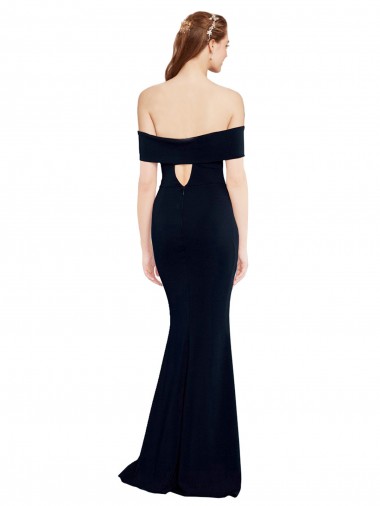 Bleu marine foncé Sirène Épaule Dénudée Crêpe Stretch Longue Formelles Robes demoiselle d'honneur / Robes de soirée / Robes de bal