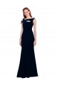Bleu marine foncé Sirène Épaule Dénudée Crêpe Stretch Longue Formelles Robes demoiselle d'honneur / Robes de soirée / Robes de bal Pas Cher