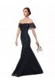 Bleu marine foncé Sirène Épaule Dénudée Dentelle Longue Robes demoiselle d'honneur / Robes de bal Pas Cher