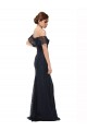 Bleu marine foncé Sirène Épaule Dénudée Dentelle Longue Robes demoiselle d'honneur / Robes de bal Pas Cher