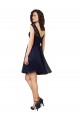 Bleu marine foncé Trapèze Bateau Tulle Dentelle Courte Robes demoiselle d'honneur / Robes de cocktail Pas Cher
