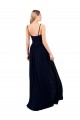 Bleu marine foncé Trapèze Bretelles spaghetti Mousseline Longue Formelles Robes demoiselle d'honneur / Robes de soirée Pas Cher