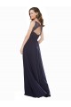 Bleu marine foncé Trapèze Col V Mousseline Dentelle Longue Robes demoiselle d'honneur Pas Cher