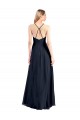 Bleu marine foncé Trapèze Col V Mousseline Longue Robes demoiselle d'honneur / Robes de bal Pas Cher
