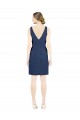 Bleu marine foncé Trapèze Col V Satiné Courte Robes demoiselle d'honneur / Robes de cocktail Pas Cher