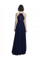 Bleu marine foncé Trapèze Licou Col Haut Mousseline Longue Robes demoiselle d'honneur Pas Cher