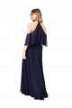 Bleu marine foncé Trapèze Licou Col Haut Mousseline Longue Robes demoiselle d'honneur Pas Cher