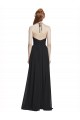 Bleu marine foncé Trapèze Licou Col V Mousseline Longue Robes demoiselle d'honneur Pas Cher