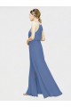 Bleu marine foncé Trapèze Licou Mousseline Longue Robes demoiselle d'honneur Pas Cher