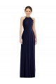 Bleu marine foncé Trapèze Licou Mousseline Longue Robes demoiselle d'honneur Pas Cher