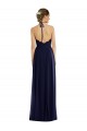 Bleu marine foncé Trapèze Licou Mousseline Longue Robes demoiselle d'honneur Pas Cher
