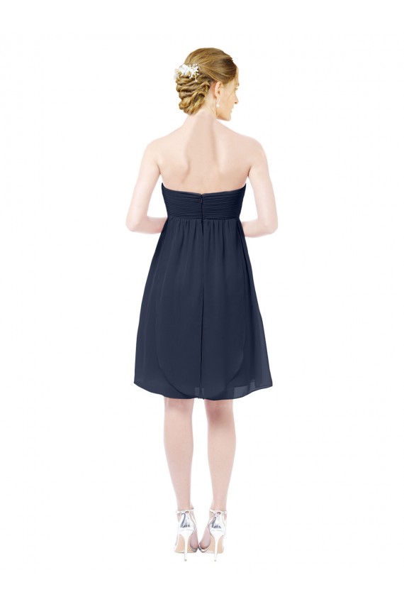 Bleu marine foncé Trapèze Mousseline Courte Robes demoiselle d'honneur / Robes de cocktail Pas Cher