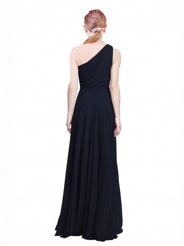 Bleu marine foncé Trapèze Mousseline Longue Robes demoiselle d'honneur