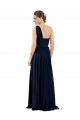 Bleu marine foncé Trapèze Mousseline Longue Robes demoiselle d'honneur Pas Cher
