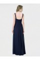 Bleu marine foncé Trapèze Mousseline Longue Robes demoiselle d'honneur Pas Cher