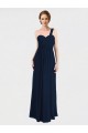 Bleu marine foncé Trapèze Mousseline Longue Robes demoiselle d'honneur Pas Cher