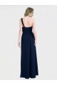 Bleu marine foncé Trapèze Mousseline Longue Robes demoiselle d'honneur Pas Cher