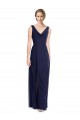 Bleu marine foncé Trapèze Mousseline Longue Robes demoiselle d'honneur Pas Cher