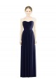 Bleu marine foncé Trapèze Sans bretelle Mousseline Longue Formelles Robes demoiselle d'honneur / Robes de soirée Pas Cher
