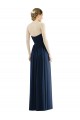Bleu marine foncé Trapèze Sans bretelle Mousseline Longue Formelles Robes demoiselle d'honneur / Robes de soirée Pas Cher