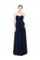 Bleu marine foncé Trapèze Sans bretelle Mousseline Longue Robes demoiselle d'honneur Pas Cher