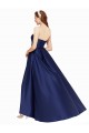 Bleu marine foncé Trapèze Sans bretelle Satiné Longue Asymétrique Formelles Robes demoiselle d'honneur / Robes de soirée / Robes de bal Pas Cher