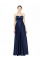 Bleu marine foncé Trapèze Satiné Stretch Longue Formelles Robes demoiselle d'honneur / Robes de soirée Pas Cher