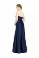 Bleu marine foncé Trapèze Satiné Stretch Longue Formelles Robes demoiselle d'honneur / Robes de soirée Pas Cher