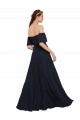 Bleu marine foncé Trapèze Épaule Dénudée Mousseline Longue Robes demoiselle d'honneur / Robes de bal Pas Cher