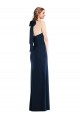 Bleu marine foncé Trompette Col Haut Crêpe Stretch Longue Robes demoiselle d'honneur / Robes de bal Pas Cher