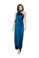 Bleu paon Fourreau Licou Col Haut Satiné Soyeux Longue Formelles Robes demoiselle d'honneur / Robes de soirée / Robes de bal Pas Cher