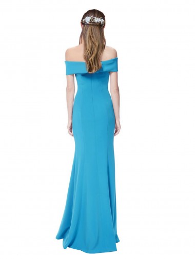 Bleu paon Fourreau Épaule Dénudée Crêpe Stretch Longue Formelles Robes demoiselle d'honneur / Robes de soirée / Robes de bal