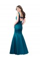 Bleu paon Sirène Bateau Satiné Longue Robes demoiselle d'honneur / Robes de bal Pas Cher