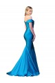 Bleu paon Sirène Épaule Dénudée Satiné Longue Formelles Robes demoiselle d'honneur / Robes de soirée / Robes de bal Pas Cher