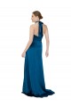 Bleu paon Trapèze Licou Satiné Soyeux Longue Formelles Robes demoiselle d'honneur / Robes de soirée / Robes de bal Pas Cher