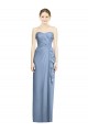 Bleu poussiéreux Fourreau Sans bretelle Mousseline Longue Robes demoiselle d'honneur Pas Cher