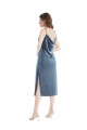 Bleu poussiéreux Fourreau Velours Stretch Longue Robes demoiselle d'honneur / Robes de bal Pas Cher