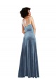 Bleu poussiéreux Fourreau Velours Stretch Longue Robes demoiselle d'honneur / Robes de bal Pas Cher