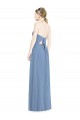 Bleu poussiéreux Trapèze Licou Mousseline Longue Robes demoiselle d'honneur Pas Cher