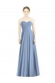 Bleu poussiéreux Trapèze Mousseline Longue Robes demoiselle d'honneur Pas Cher