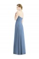 Bleu poussiéreux Trapèze Mousseline Longue Robes demoiselle d'honneur Pas Cher